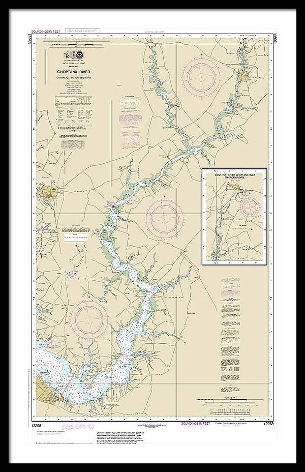 Nautical Chart-12268 Choptank River Cambridge-greensboro - Framed Print