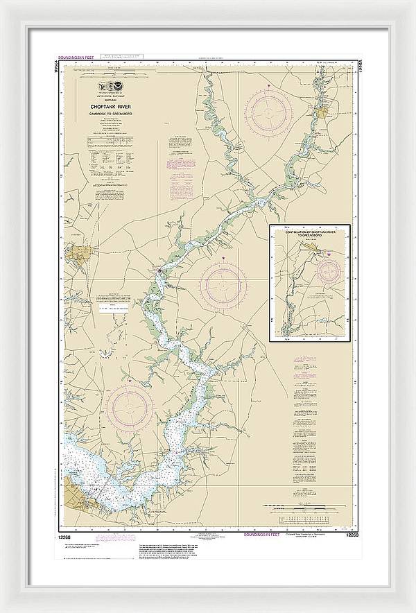 Nautical Chart-12268 Choptank River Cambridge-greensboro - Framed Print