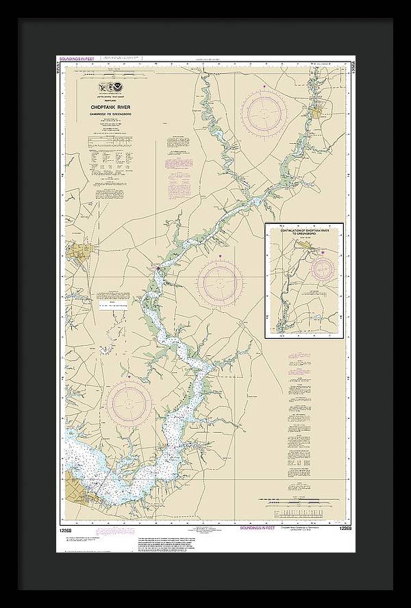 Nautical Chart-12268 Choptank River Cambridge-greensboro - Framed Print