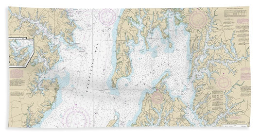 Nautical Chart 12270 Chesapeake Bay Eastern Bay South River, Selby Bay Bath Towel