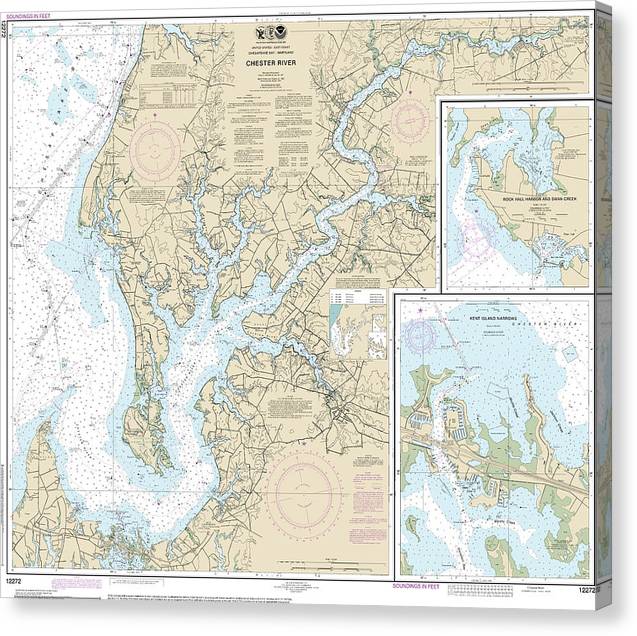 Nautical Chart-12272 Chester River, Kent Island Narrows, Rock Hall Harbor-Swan Creek Canvas Print