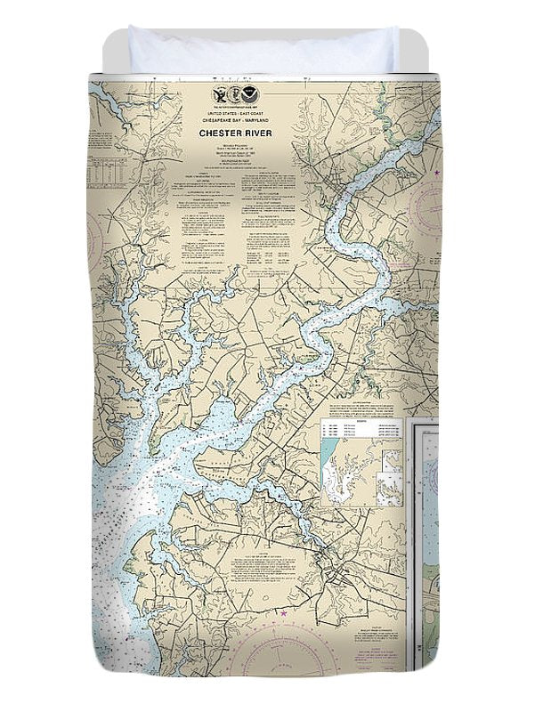 Nautical Chart-12272 Chester River, Kent Island Narrows, Rock Hall Harbor-swan Creek - Duvet Cover