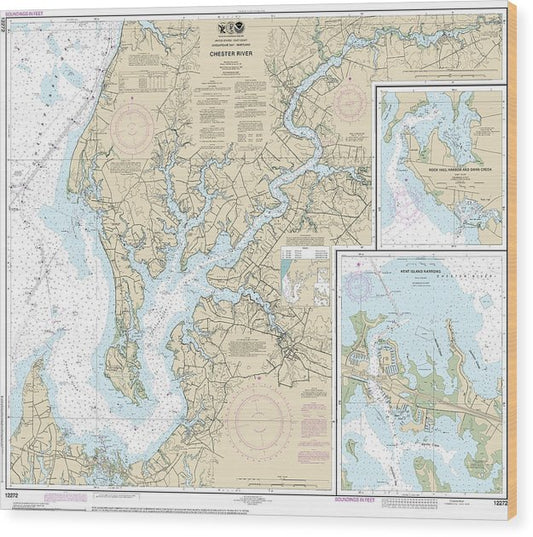 Nautical Chart-12272 Chester River, Kent Island Narrows, Rock Hall Harbor-Swan Creek Wood Print