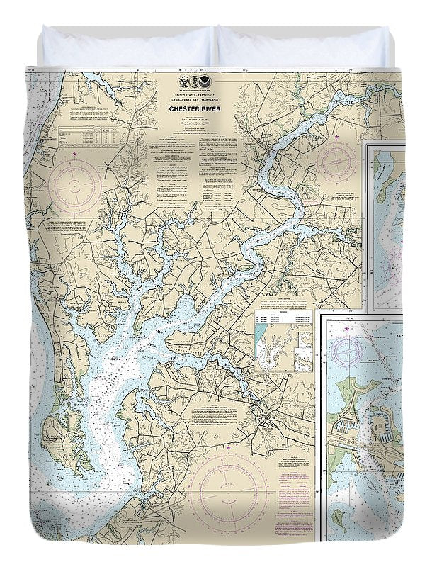 Nautical Chart-12272 Chester River, Kent Island Narrows, Rock Hall Harbor-swan Creek - Duvet Cover