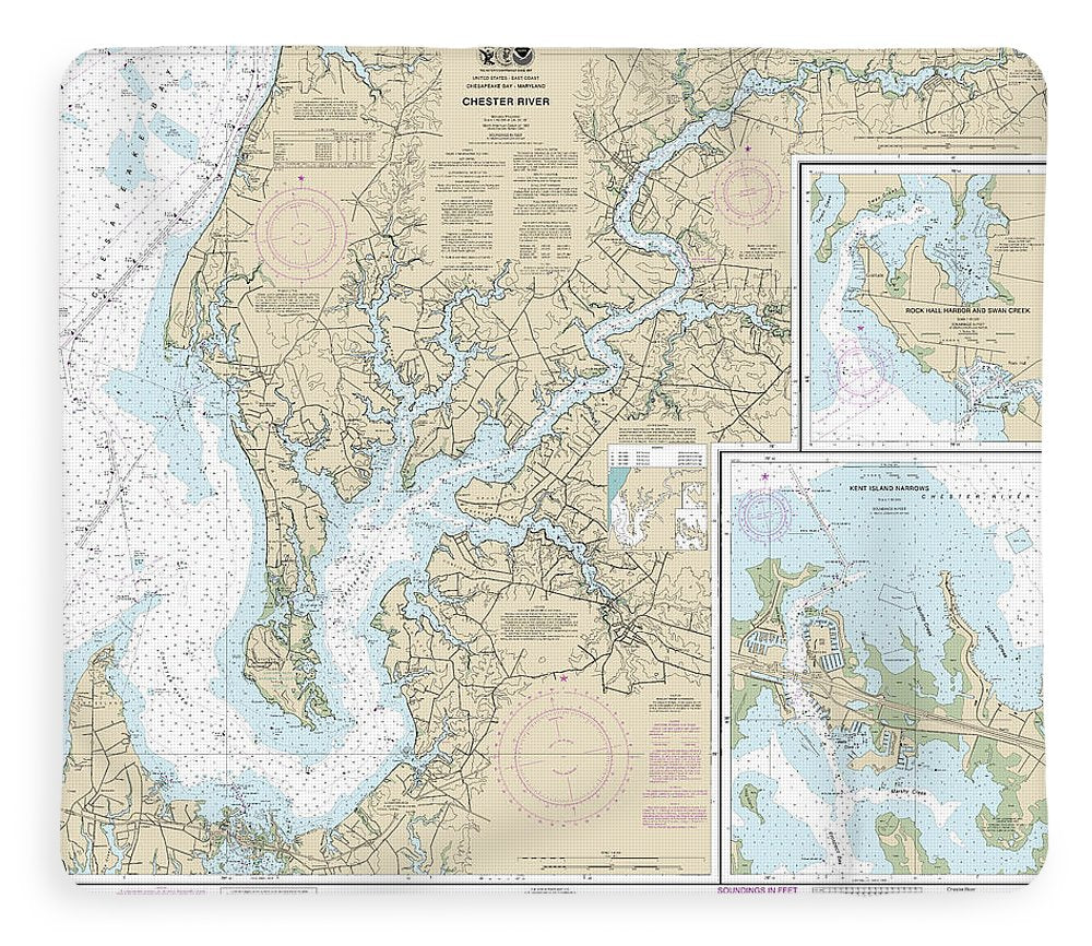Nautical Chart-12272 Chester River, Kent Island Narrows, Rock Hall Harbor-swan Creek - Blanket