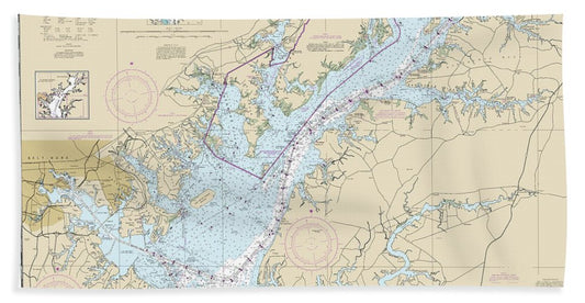 Nautical Chart 12273 Chesapeake Bay Sandy Point Susquehanna River Bath Towel