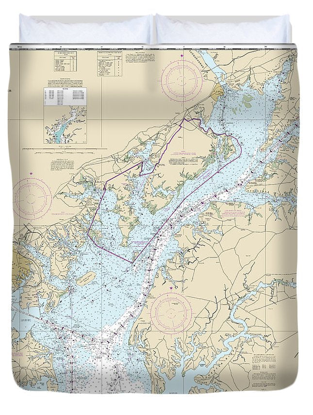 Nautical Chart-12273 Chesapeake Bay Sandy Point-susquehanna River - Duvet Cover