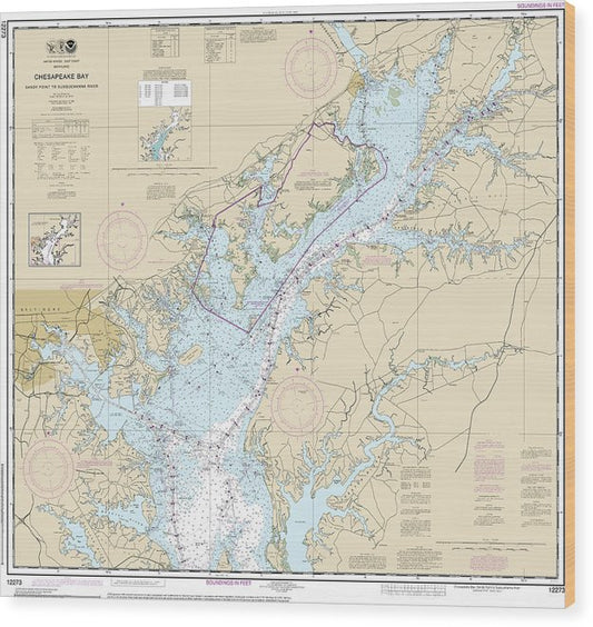 Nautical Chart-12273 Chesapeake Bay Sandy Point-Susquehanna River Wood Print
