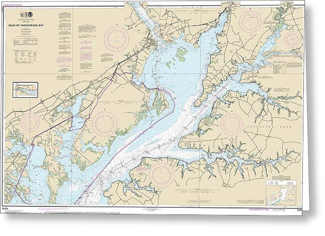 Nautical Chart-12274 Head-chesapeake Bay - Greeting Card