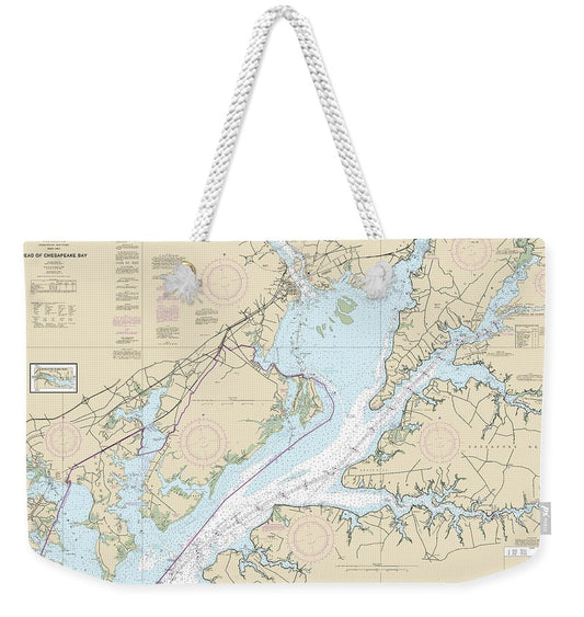 Nautical Chart-12274 Head-chesapeake Bay - Weekender Tote Bag