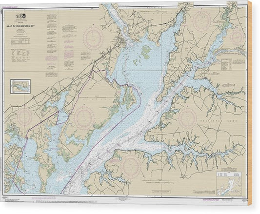 Nautical Chart-12274 Head-Chesapeake Bay Wood Print