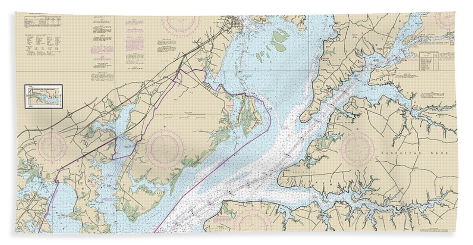 Nautical Chart 12274 Head Chesapeake Bay Bath Towel