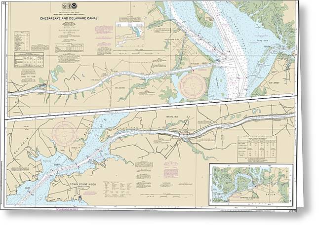 Nautical Chart-12277 Chesapeake-delaware Canal - Greeting Card