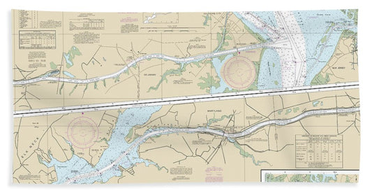 Nautical Chart 12277 Chesapeake Delaware Canal Bath Towel