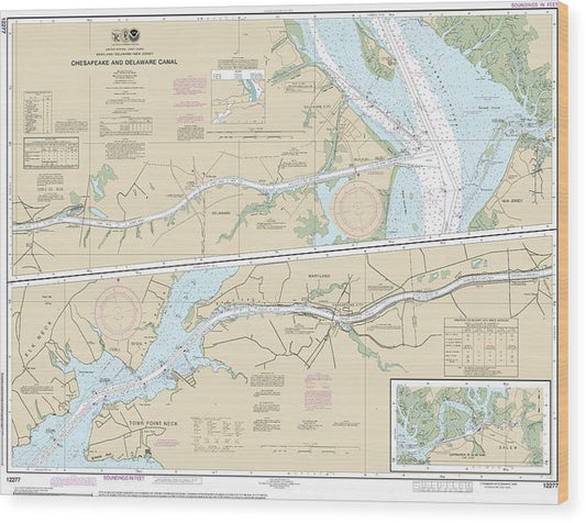 Nautical Chart-12277 Chesapeake-Delaware Canal Wood Print