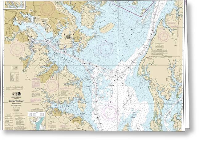 Nautical Chart-12278 Chesapeake Bay Approaches-baltimore Harbor - Greeting Card