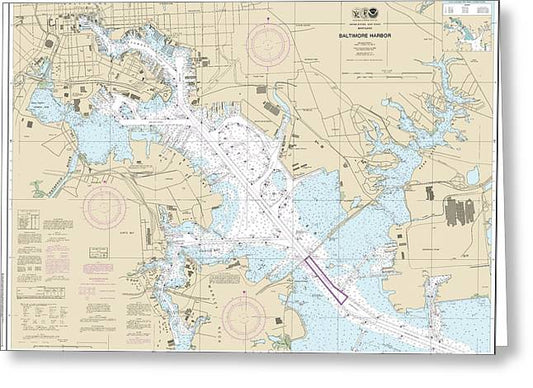 Nautical Chart-12281 Baltimore Harbor - Greeting Card