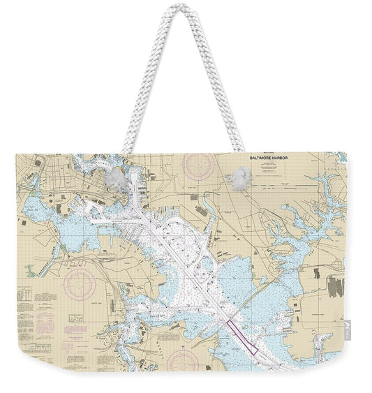 Nautical Chart-12281 Baltimore Harbor - Weekender Tote Bag