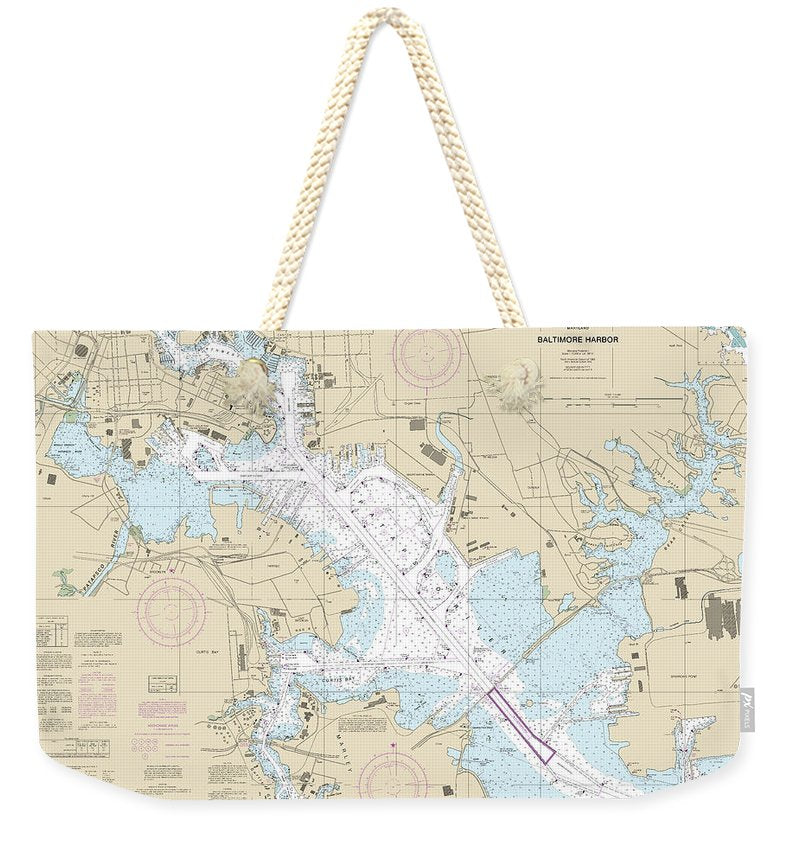 Nautical Chart-12281 Baltimore Harbor - Weekender Tote Bag