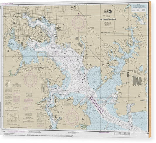Nautical Chart-12281 Baltimore Harbor Wood Print