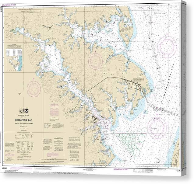 Nautical Chart-12282 Chesapeake Bay Severn-Magothy Rivers Canvas Print