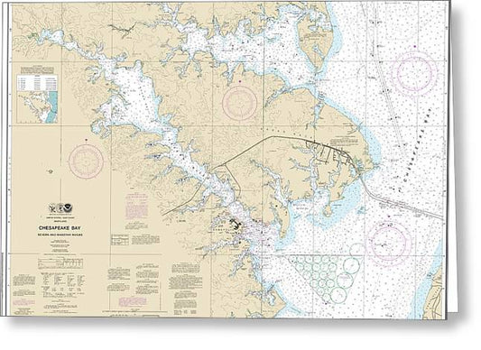 Nautical Chart-12282 Chesapeake Bay Severn-magothy Rivers - Greeting Card