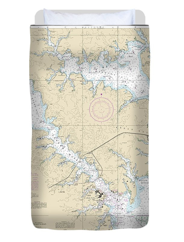 Nautical Chart-12282 Chesapeake Bay Severn-magothy Rivers - Duvet Cover