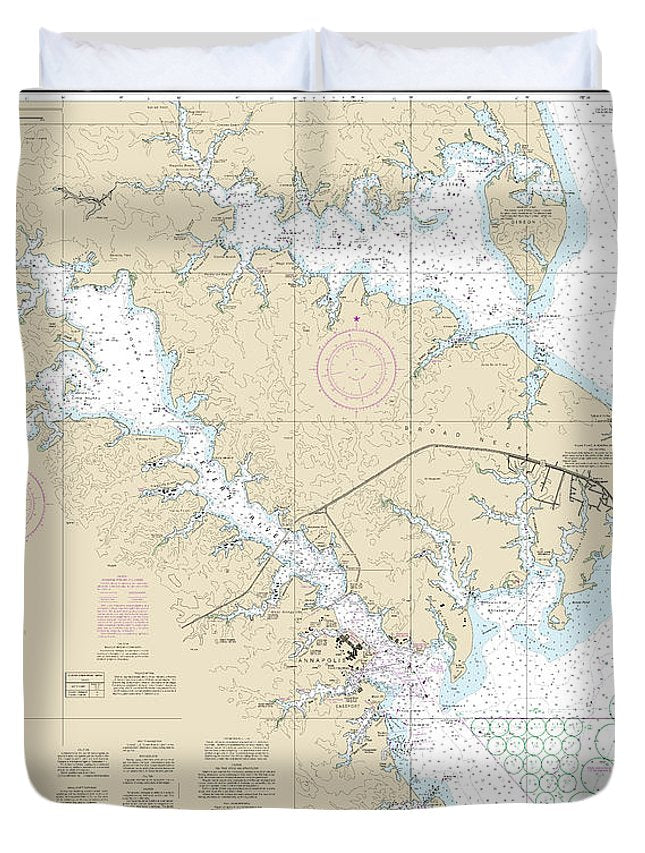 Nautical Chart-12282 Chesapeake Bay Severn-magothy Rivers - Duvet Cover