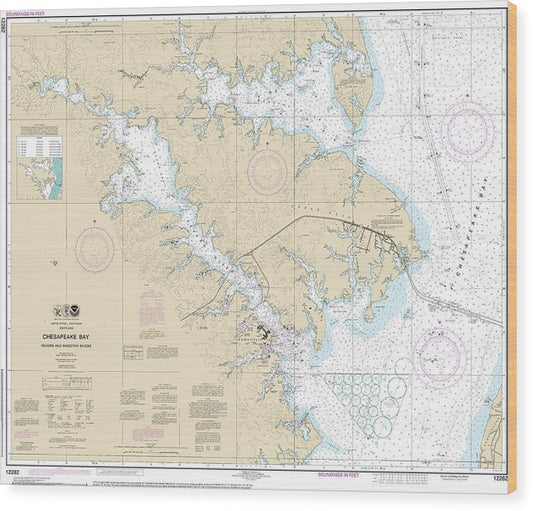 Nautical Chart-12282 Chesapeake Bay Severn-Magothy Rivers Wood Print
