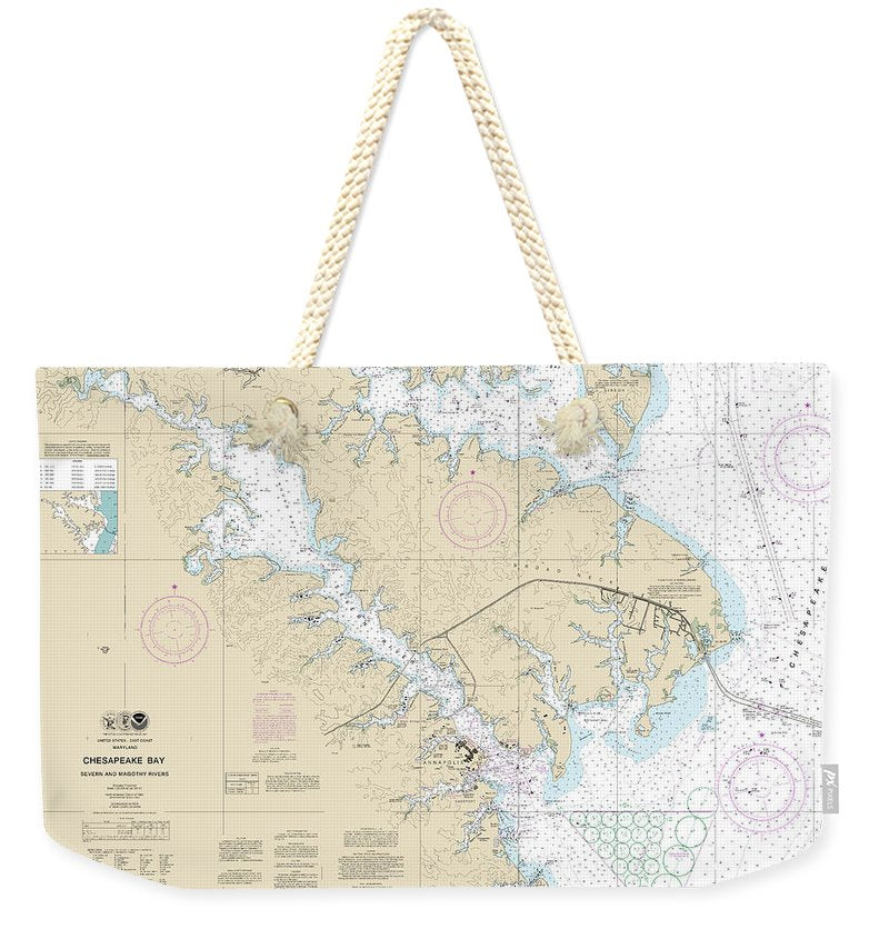 Nautical Chart-12282 Chesapeake Bay Severn-magothy Rivers - Weekender Tote Bag