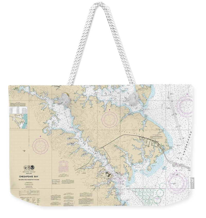 Nautical Chart-12282 Chesapeake Bay Severn-magothy Rivers - Weekender Tote Bag