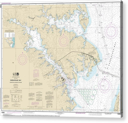 Nautical Chart-12282 Chesapeake Bay Severn-Magothy Rivers  Acrylic Print