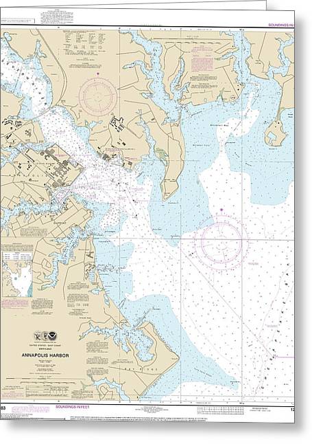 Nautical Chart-12283 Annapolis Harbor - Greeting Card