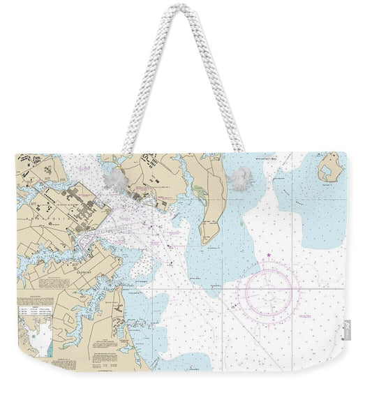 Nautical Chart-12283 Annapolis Harbor - Weekender Tote Bag