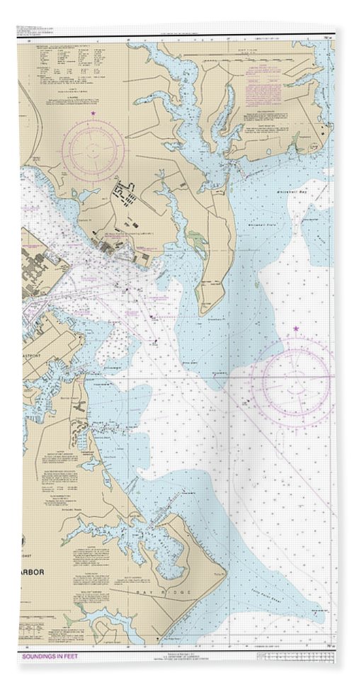 Nautical Chart 12283 Annapolis Harbor Bath Towel