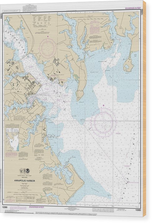 Nautical Chart-12283 Annapolis Harbor Wood Print