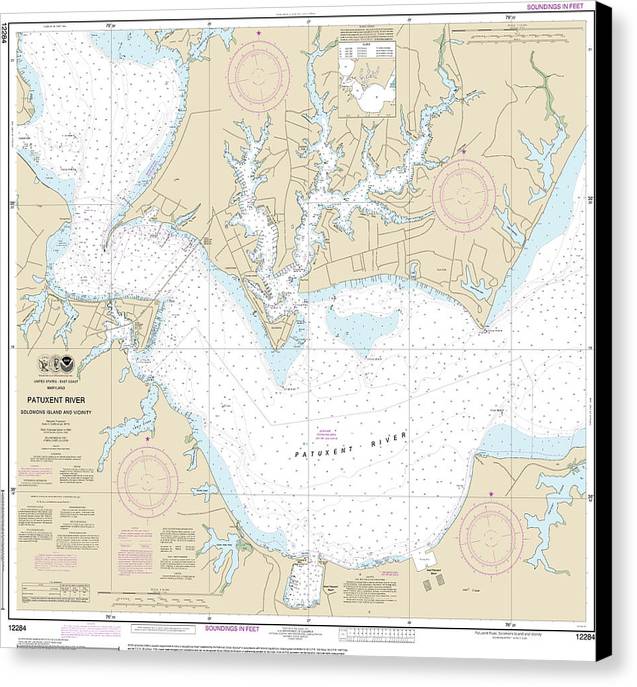 Nautical Chart-12284 Patuxent River Solomons Lsland-vicinity - Canvas Print