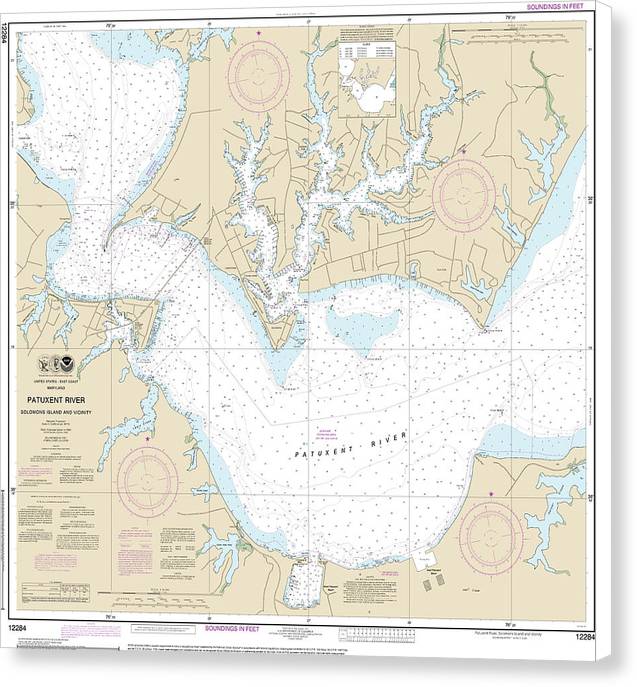 Nautical Chart-12284 Patuxent River Solomons Lsland-vicinity - Canvas Print