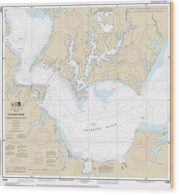 Nautical Chart-12284 Patuxent River Solomons Lsland-Vicinity Wood Print