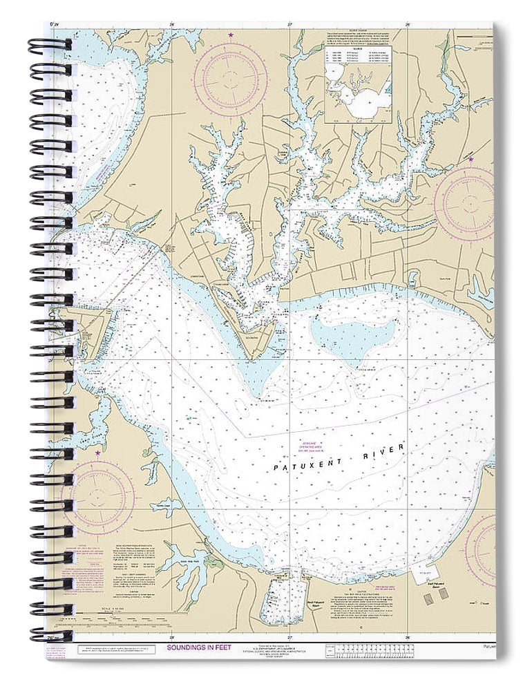 Nautical Chart 12284 Patuxent River Solomons Lsland Vicinity Spiral Notebook