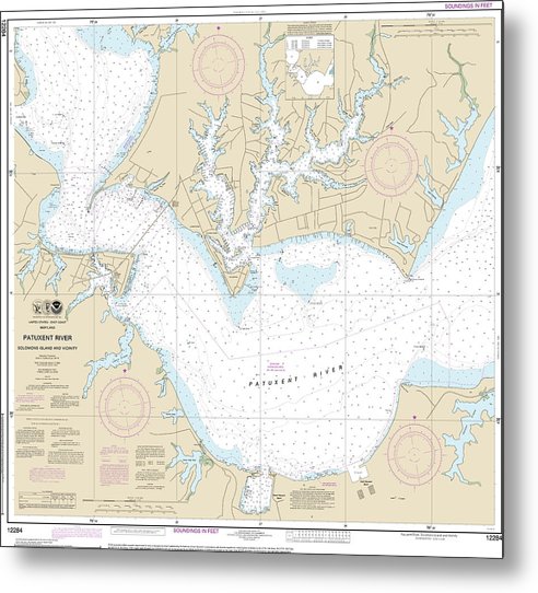 A beuatiful Metal Print of the Nautical Chart-12284 Patuxent River Solomons Lsland-Vicinity - Metal Print by SeaKoast.  100% Guarenteed!