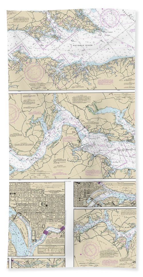 Nautical Chart 12285 Potomac River, District Columbia Bath Towel