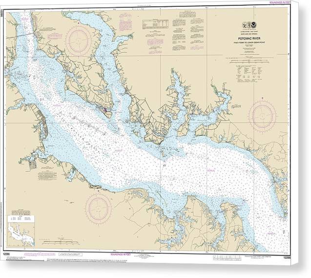 Nautical Chart-12286 Potomac River Piney Point-lower Cedar Point - Canvas Print