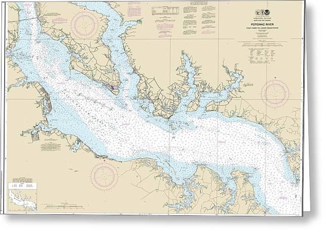 Nautical Chart-12286 Potomac River Piney Point-lower Cedar Point - Greeting Card