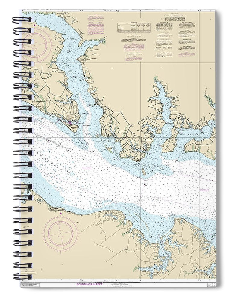 Nautical Chart 12286 Potomac River Piney Point Lower Cedar Point Spiral Notebook