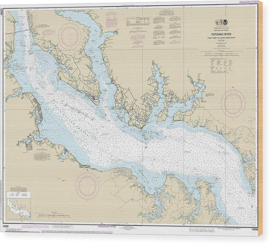 Nautical Chart-12286 Potomac River Piney Point-Lower Cedar Point Wood Print