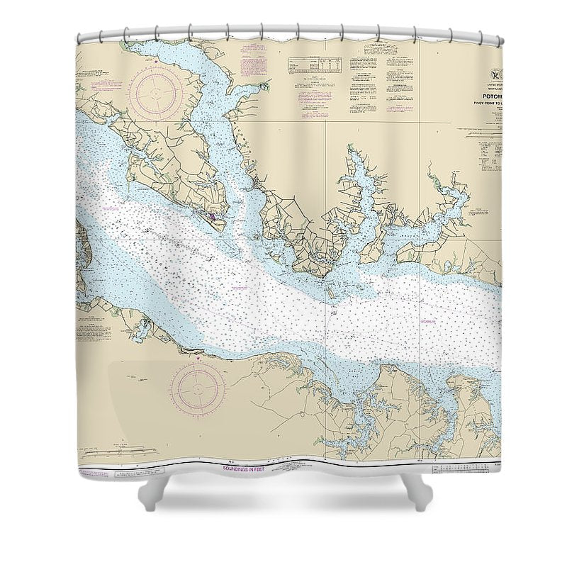 Nautical Chart 12286 Potomac River Piney Point Lower Cedar Point Shower Curtain