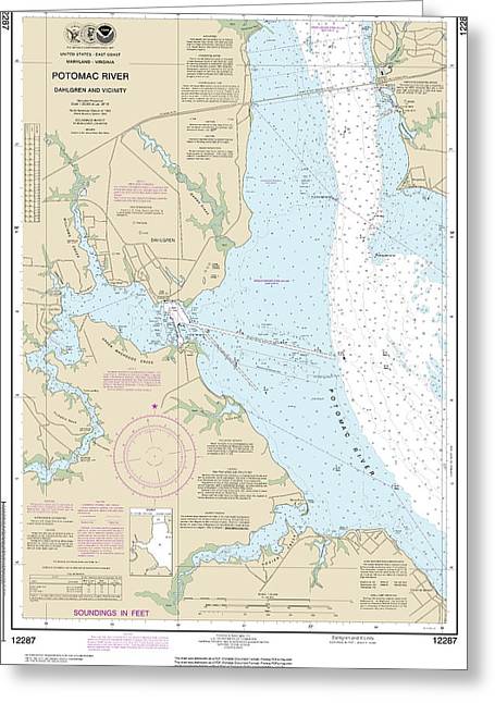 Nautical Chart-12287 Potomac River Dahlgren-vicinity - Greeting Card