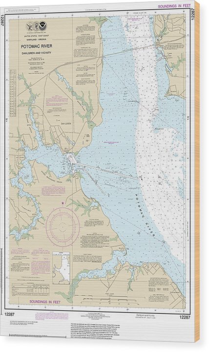 Nautical Chart-12287 Potomac River Dahlgren-Vicinity Wood Print