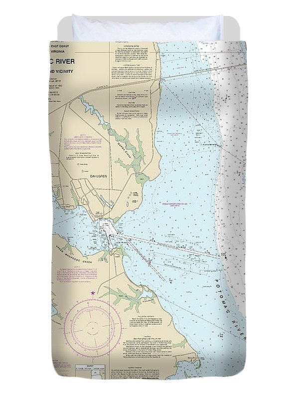 Nautical Chart-12287 Potomac River Dahlgren-vicinity - Duvet Cover